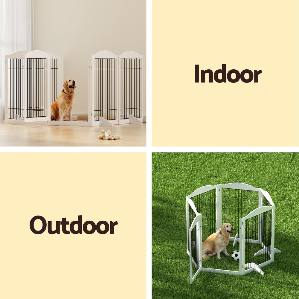 i.Pet 6-Panel Wooden Dog Playpen Enclosure White