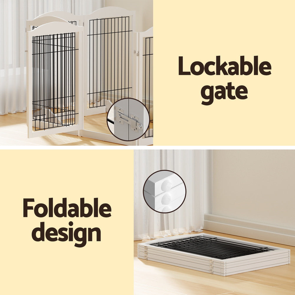 i.Pet 6-Panel Wooden Dog Playpen Enclosure White