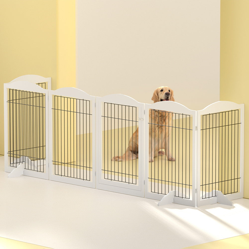 i.Pet 6-Panel Wooden Dog Playpen Enclosure White
