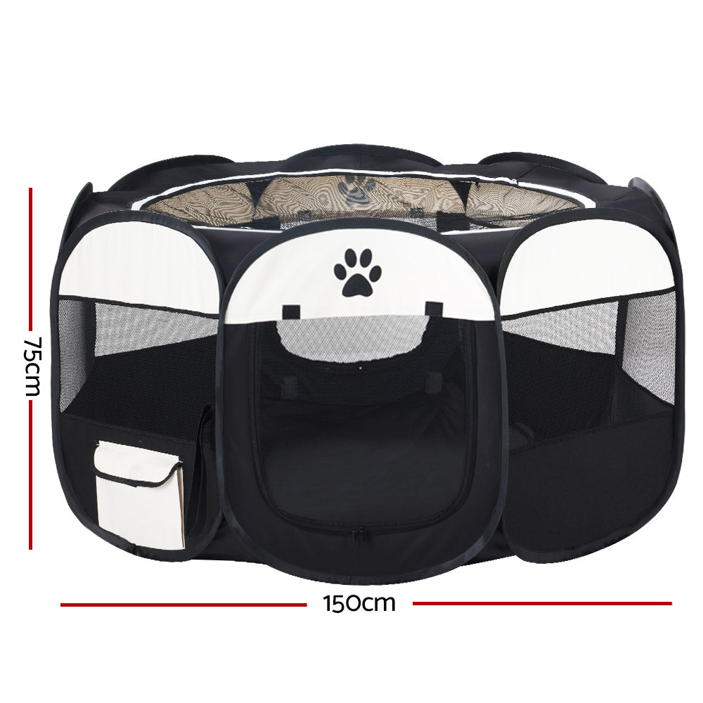 i.Pet 3XL Pet Playpen Tent Crate Enclosure Black/White