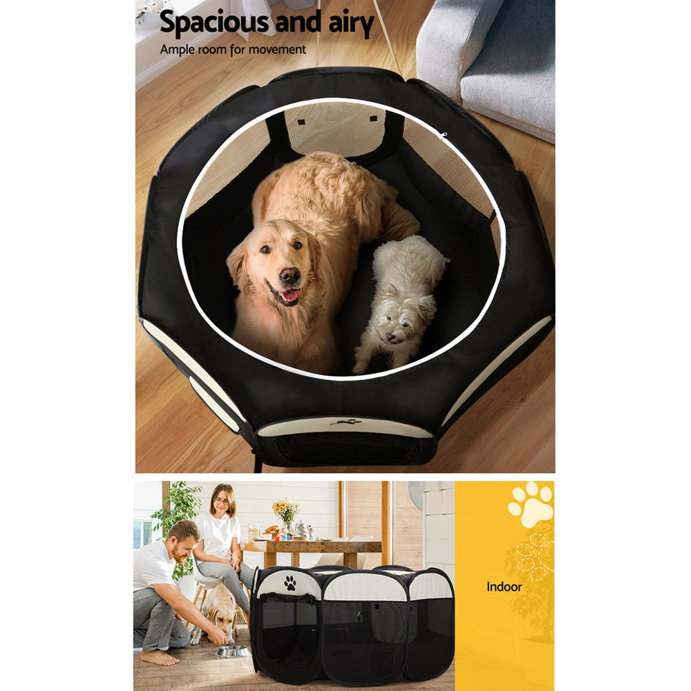 i.Pet 3XL Pet Playpen Tent Crate Enclosure Black/White