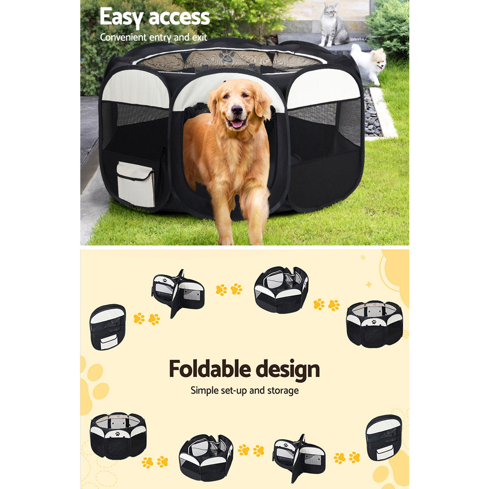 i.Pet 3XL Pet Playpen Tent Crate Enclosure Black/White