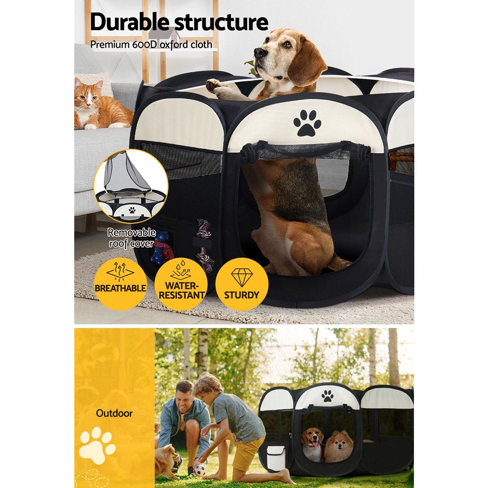 i.Pet 3XL Pet Playpen Tent Crate Enclosure Black/White