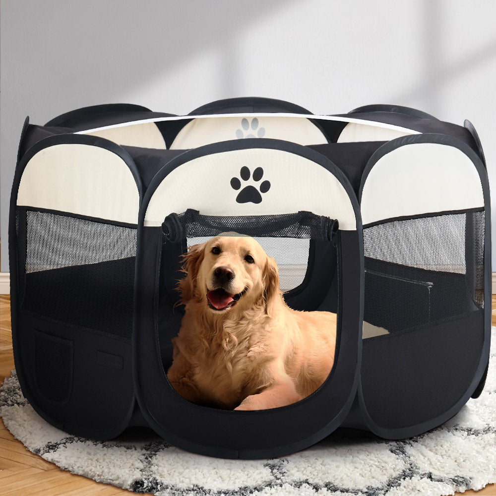 i.Pet 3XL Pet Playpen Tent Crate Enclosure Black/White