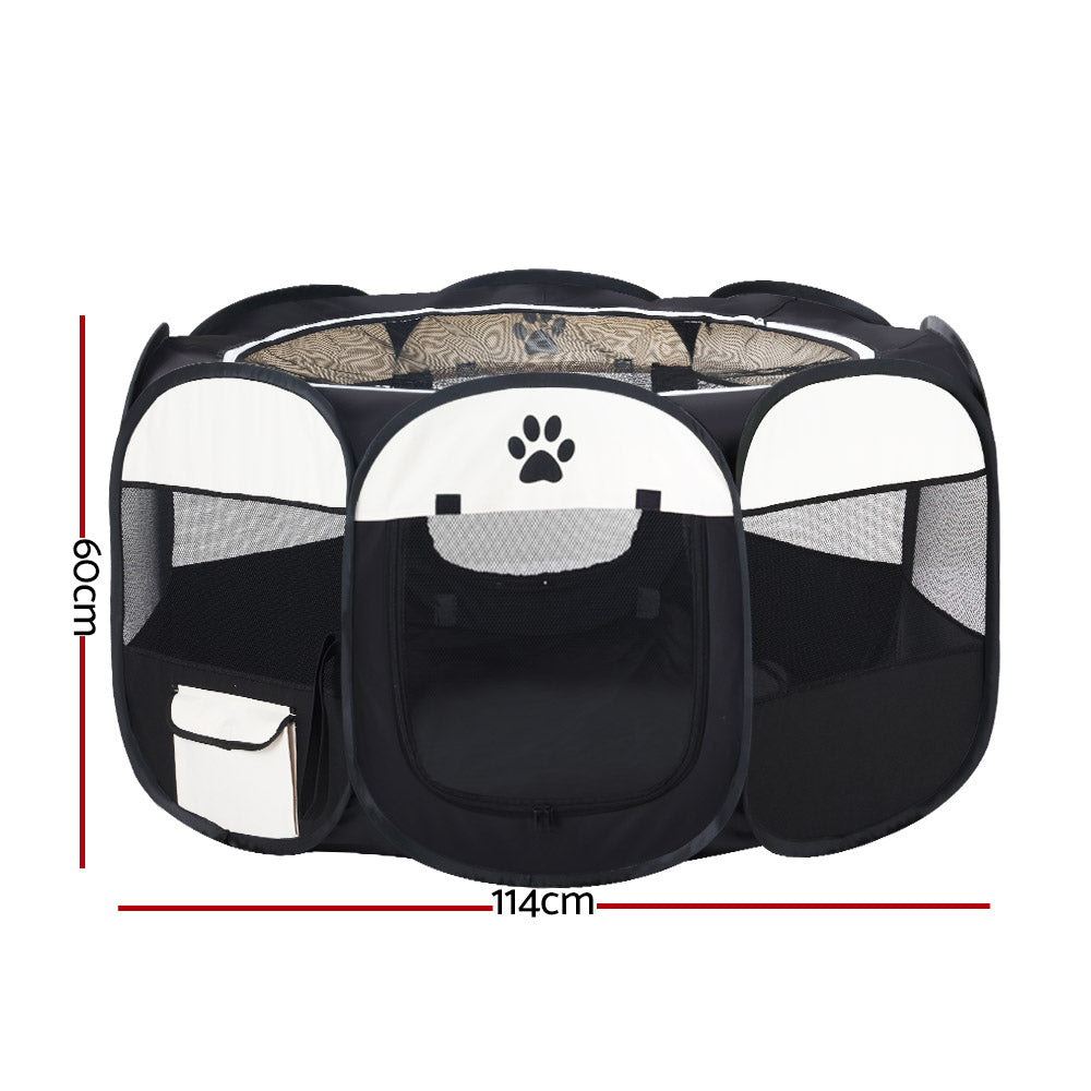 i.Pet XL Dog Playpen Tent Crate Fence Black/White