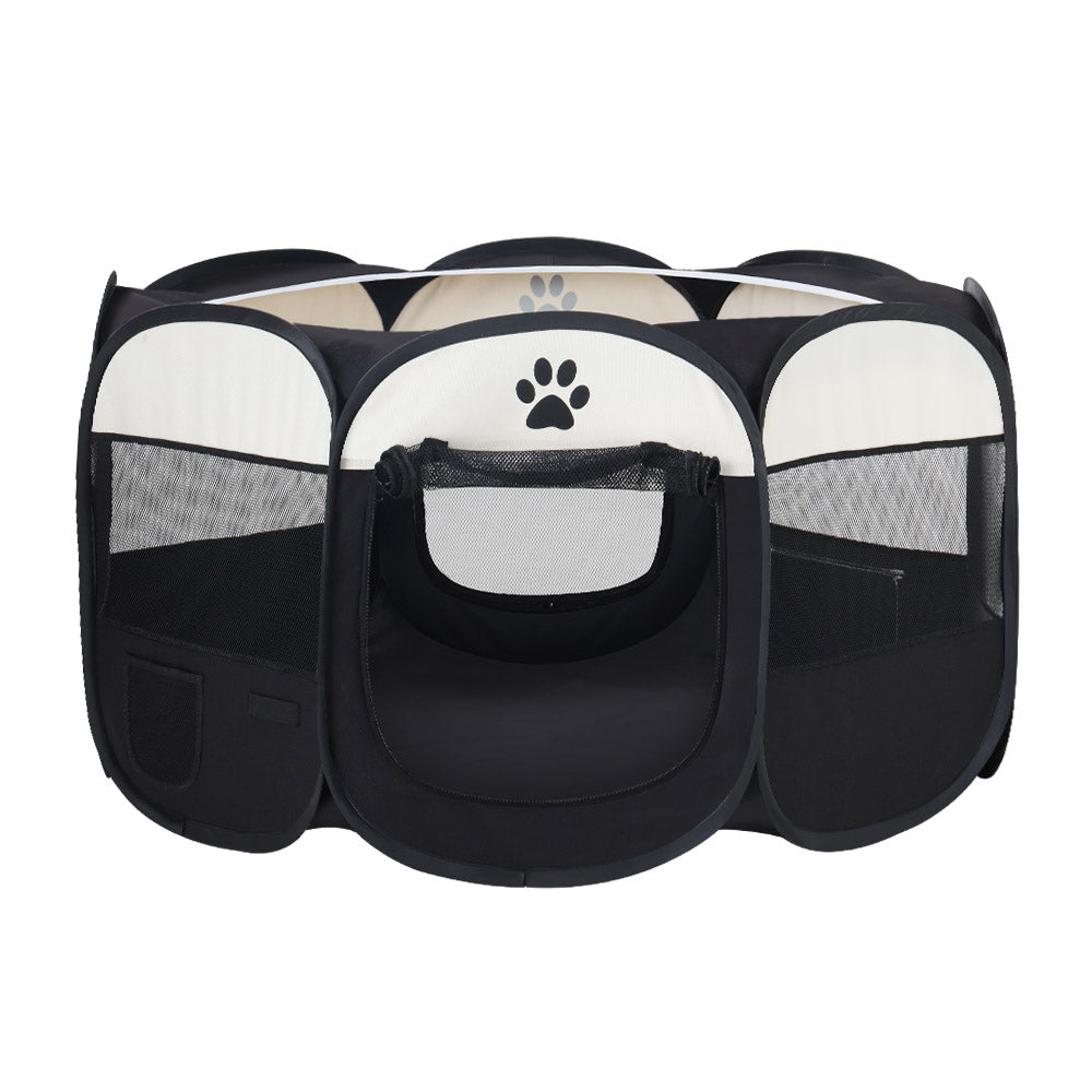 i.Pet XL Dog Playpen Tent Crate Fence Black/White