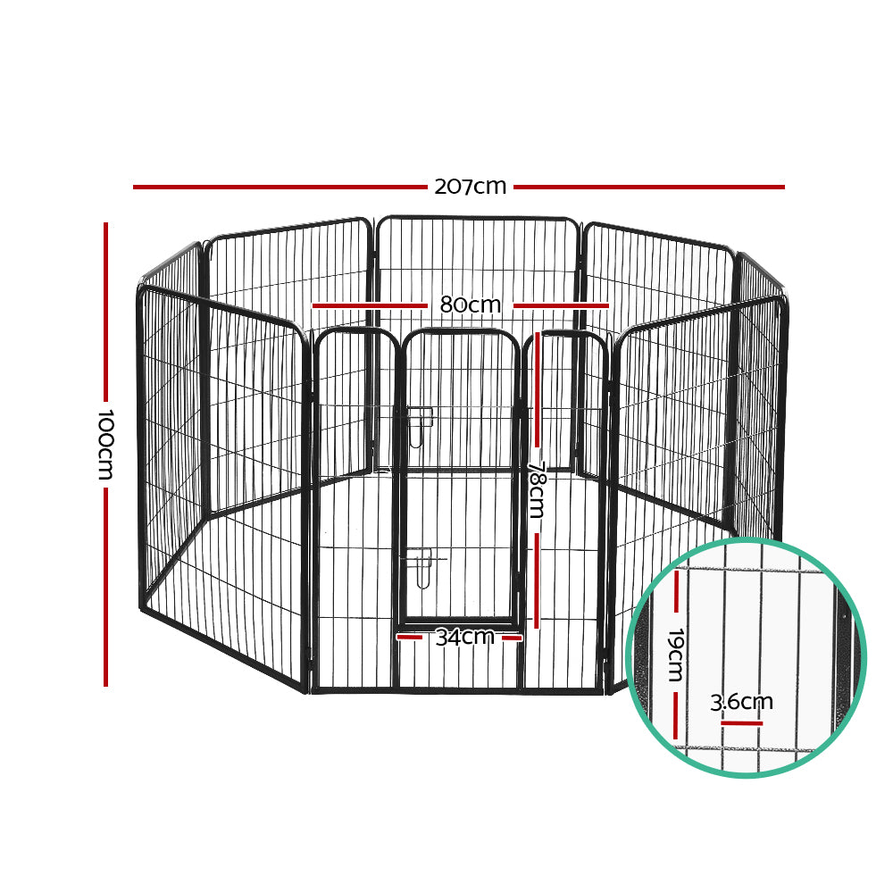 i.Pet 40" 8 Panel Black Dog Playpen Exercise Cage Enclosure