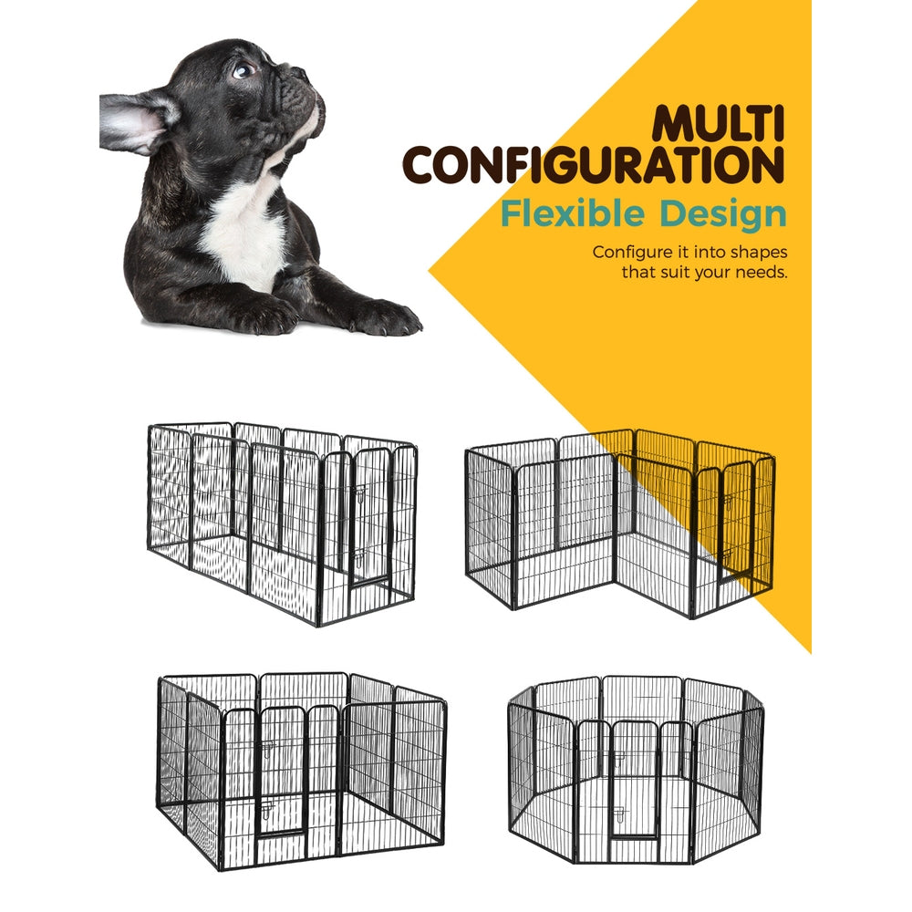 i.Pet 40" 8 Panel Black Dog Playpen Exercise Cage Enclosure