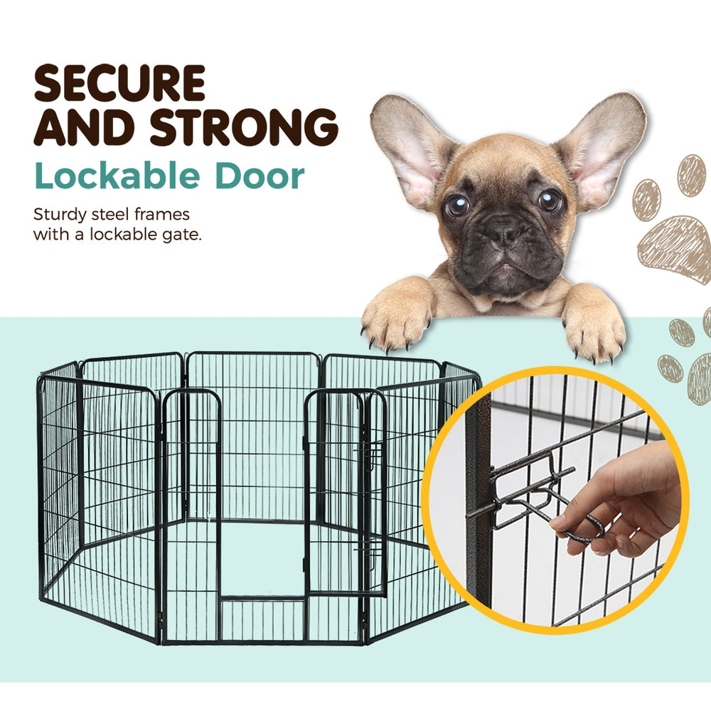 i.Pet 40" 8 Panel Black Dog Playpen Exercise Cage Enclosure