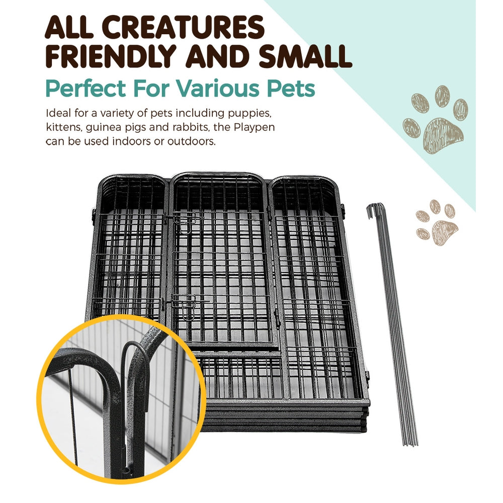 i.Pet 40" 8 Panel Black Dog Playpen Exercise Cage Enclosure