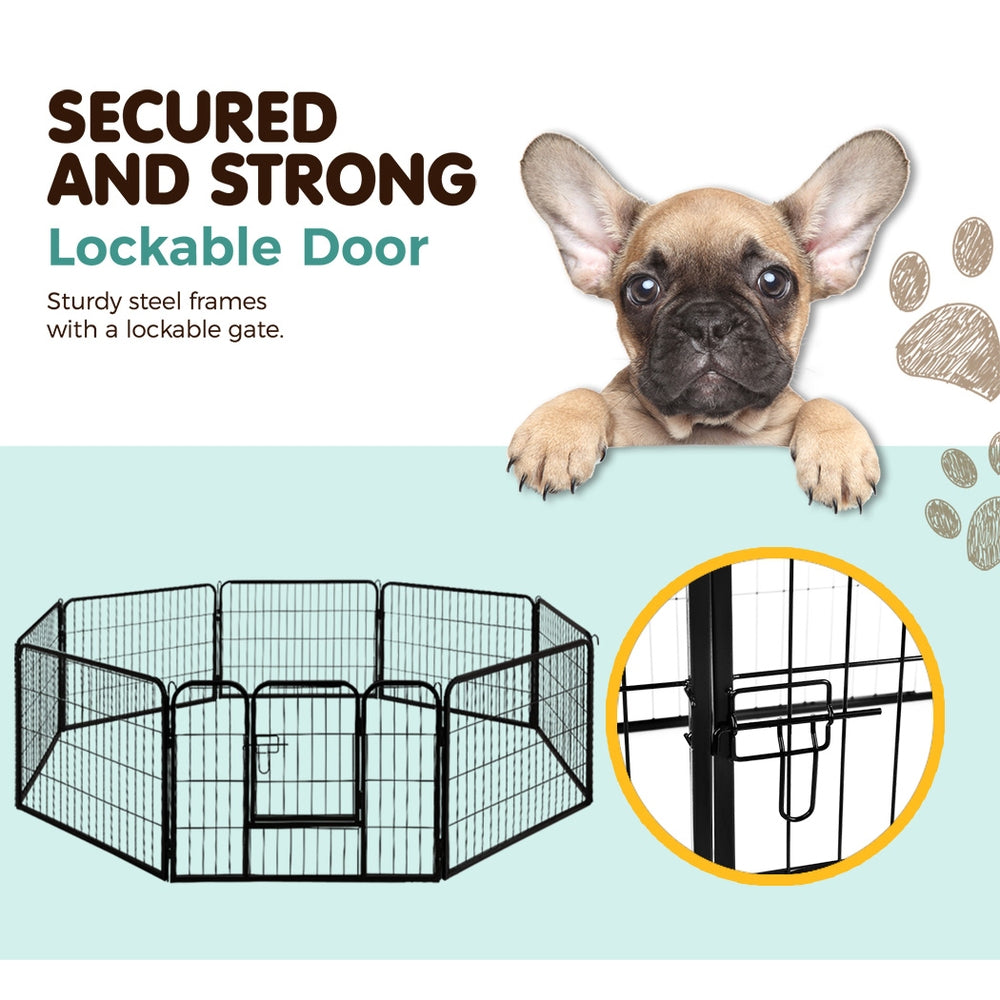 i.Pet 24" 8 Panel Dog Playpen Exercise Cage Black