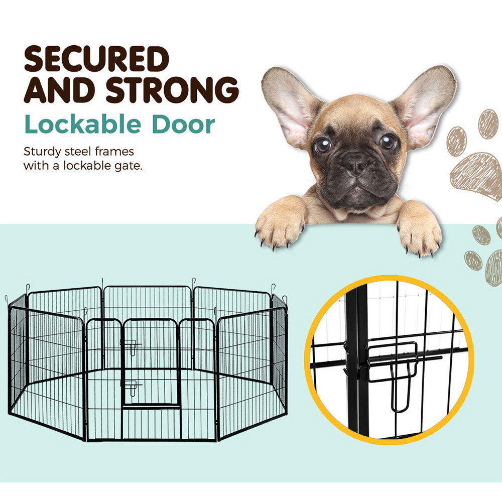 i.Pet 32" 8 Panel Dog Playpen Exercise Cage Black