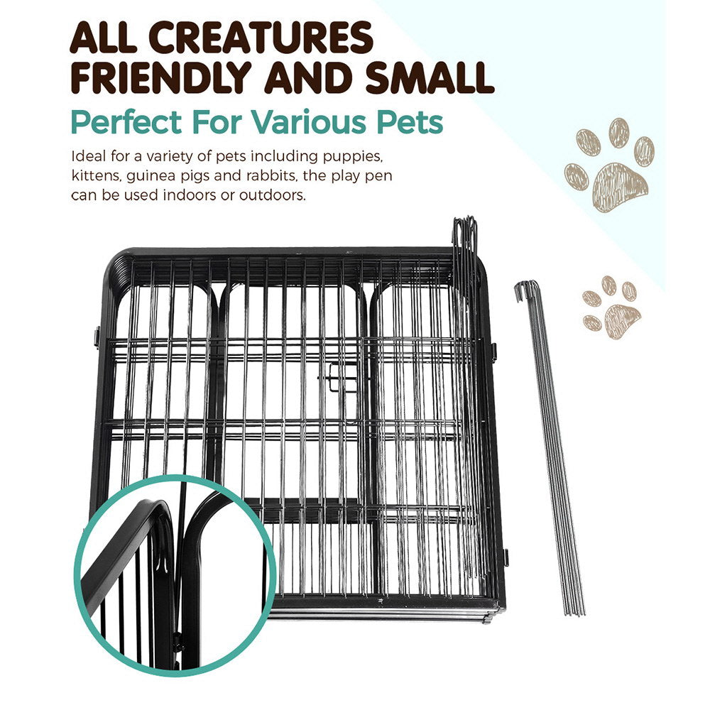 i.Pet 32" 8 Panel Dog Playpen Exercise Cage Black
