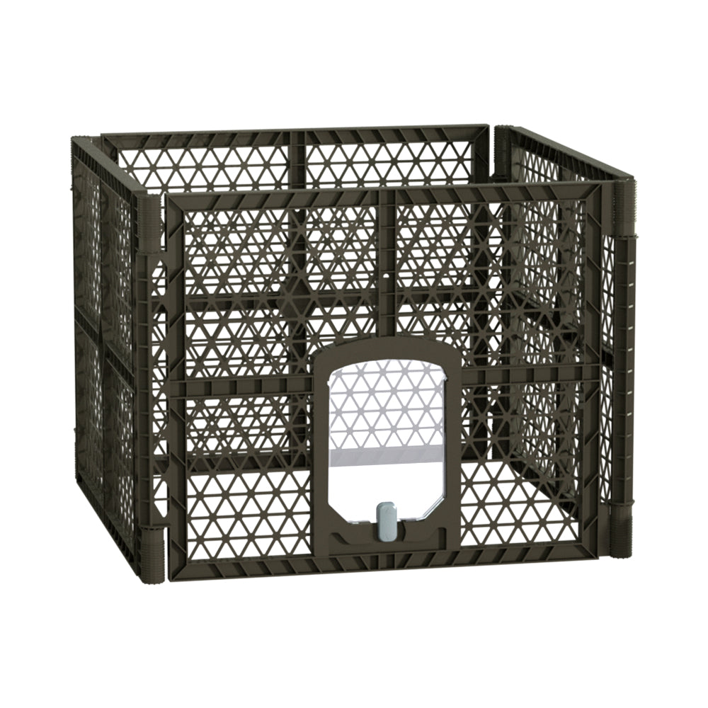 i.Pet 4-Panel Pet Playpen Enclosure Plastic Fence Brown