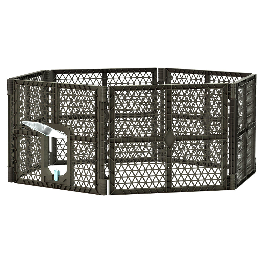 i.Pet 6-Panel Pet Playpen Enclosure Plastic Brown