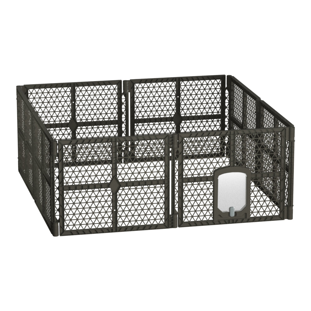 i.Pet 8 Panel Pet Playpen Enclosure Plastic Fence Brown