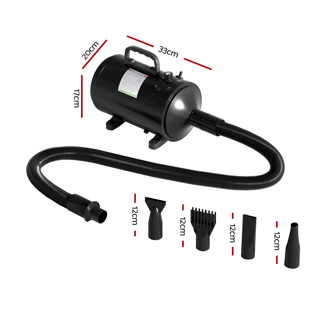 i.Pet Pet Hair Dryer Low Noise Grooming Blower Black