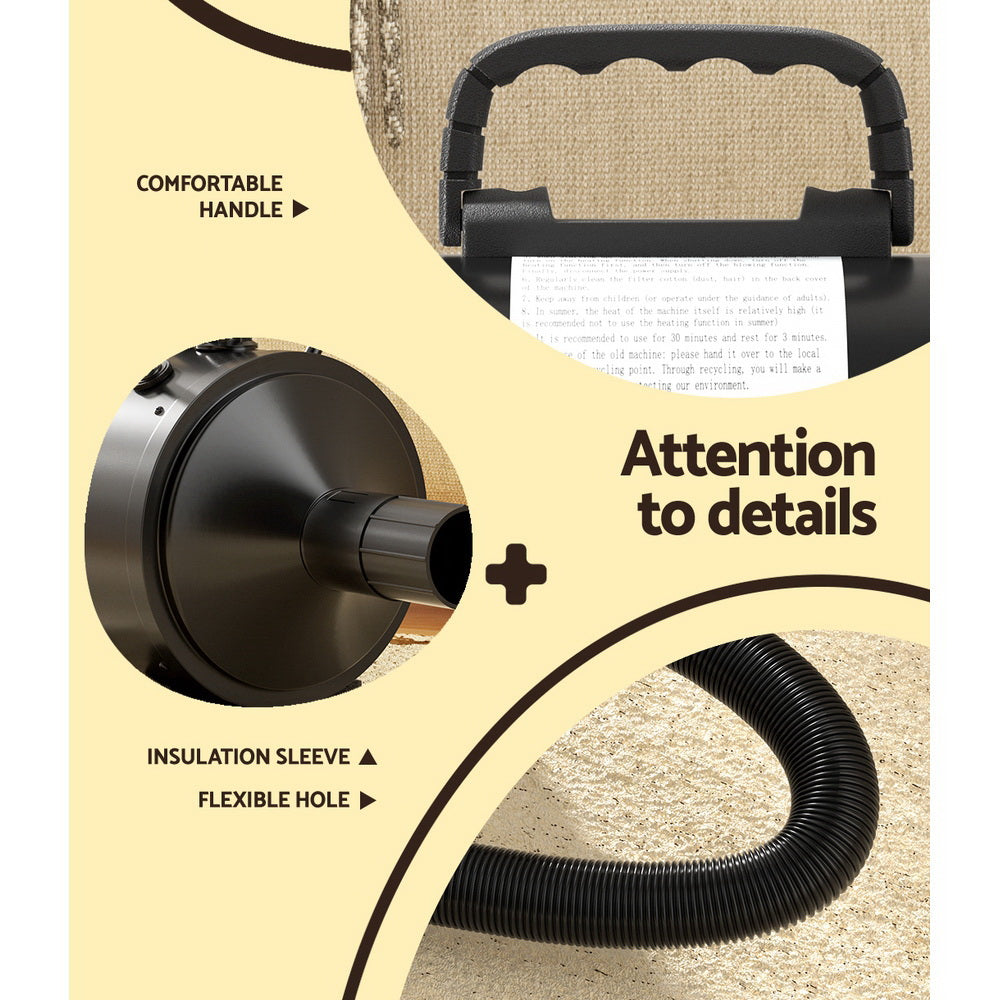 i.Pet Pet Hair Dryer Low Noise Grooming Blower Black