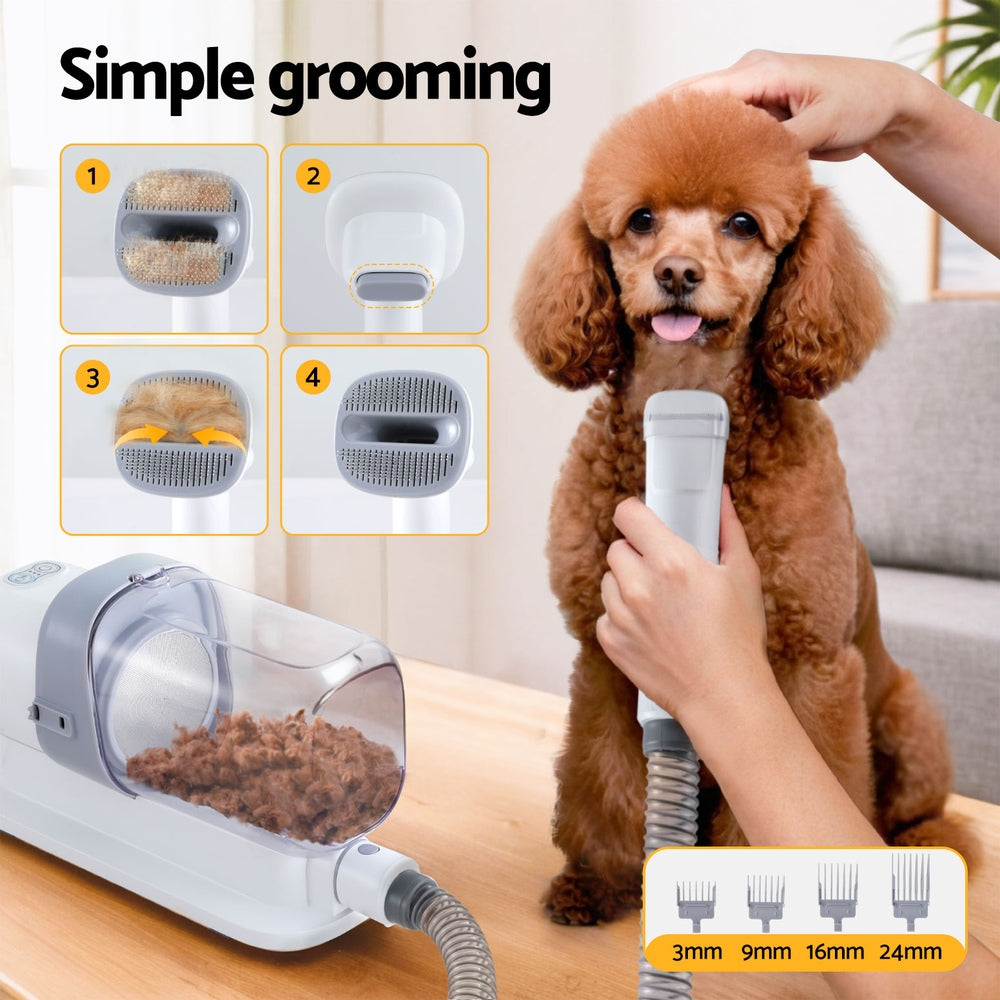 iPet 7-in-1 Pet Grooming Kit Vacuum Hair Dryer Clipper White