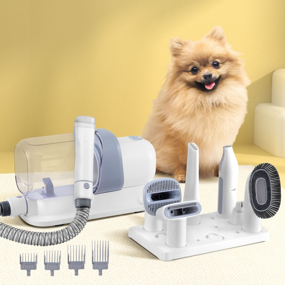 iPet 7-in-1 Pet Grooming Kit Vacuum Hair Dryer Clipper White