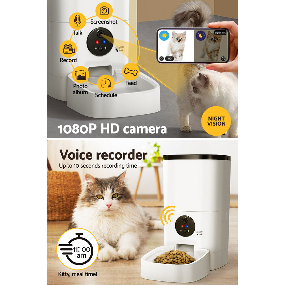 i.Pet 6L Smart Pet Feeder WiFi Camera White