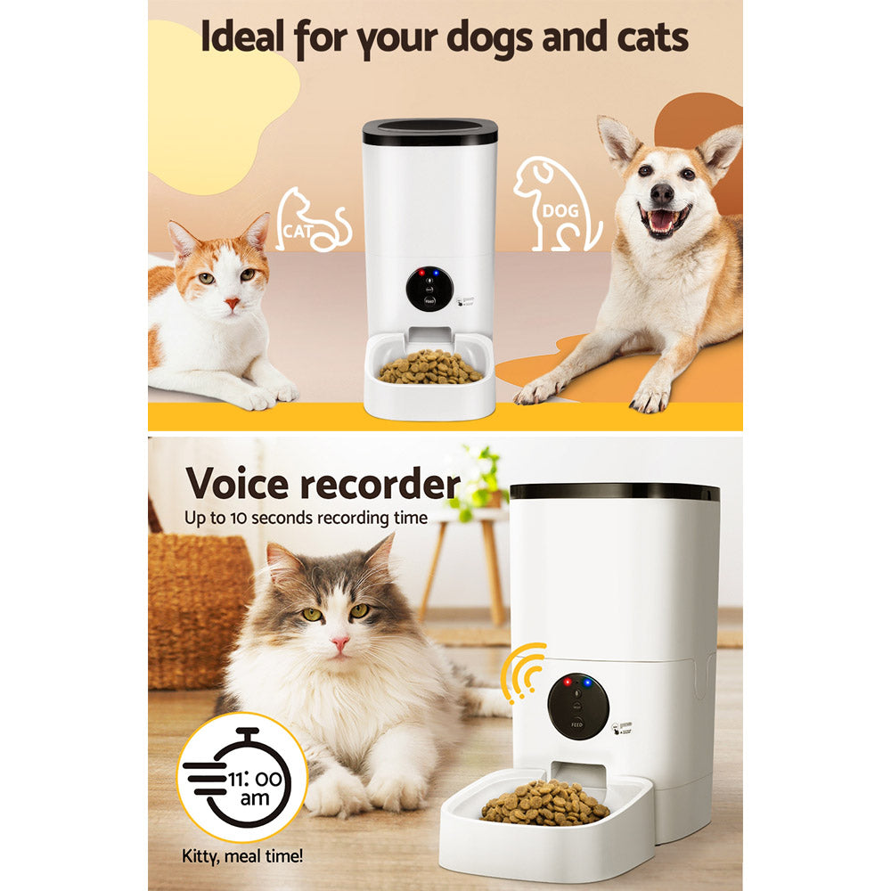 i.Pet 6L Smart Pet Feeder WiFi Automatic Dog Cat Food Dispenser White