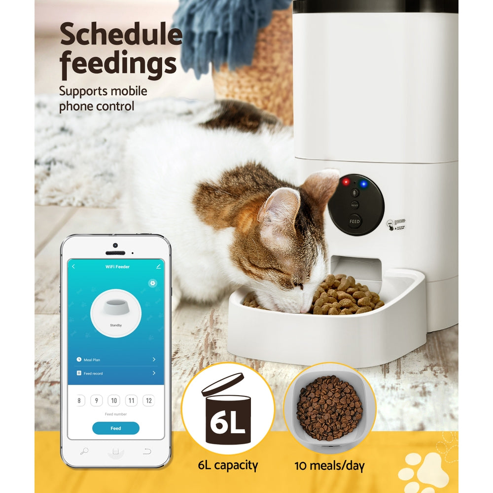 i.Pet 6L Smart Pet Feeder WiFi Automatic Dog Cat Food Dispenser White