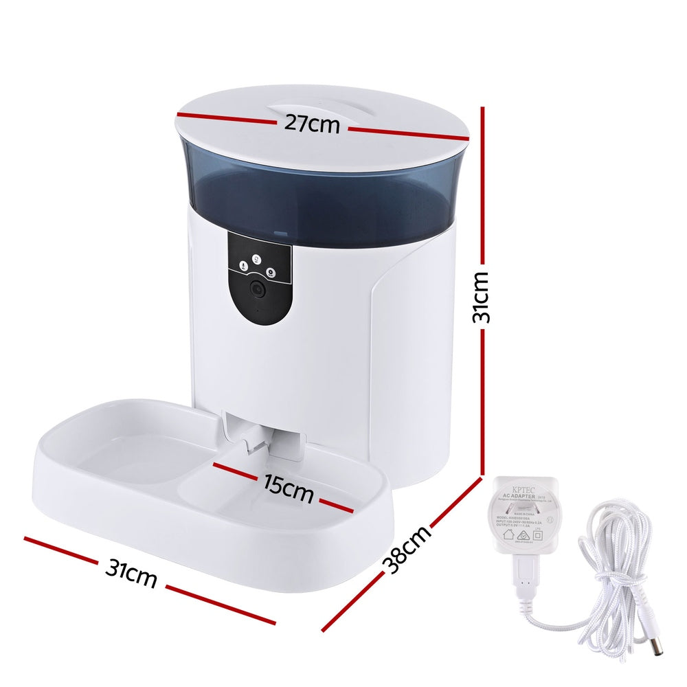 i.Pet 7L Smart Pet Feeder WiFi Camera White