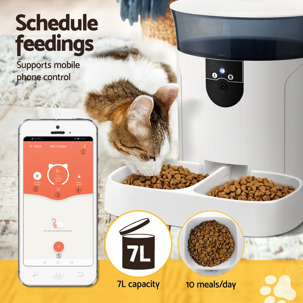 i.Pet 7L Smart Pet Feeder WiFi Camera White