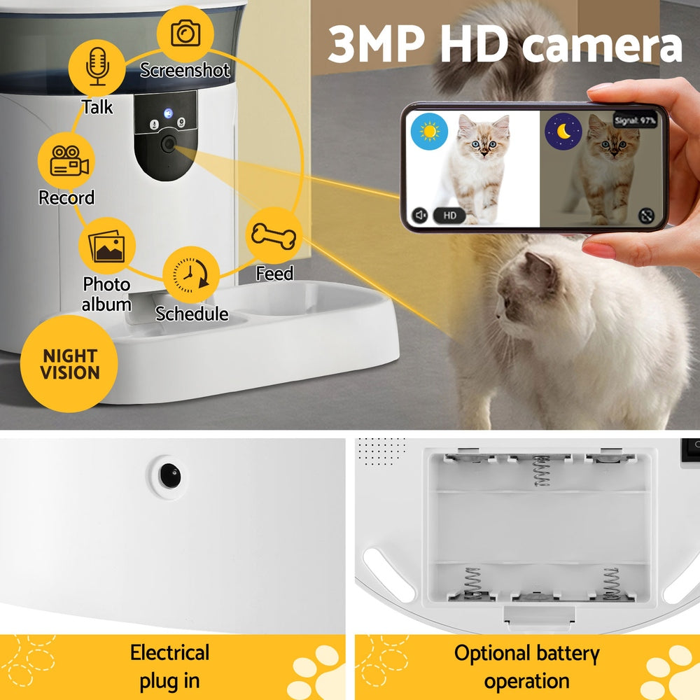 i.Pet 7L Smart Pet Feeder WiFi Camera White