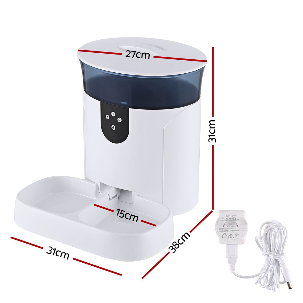 i.Pet 7L Smart Pet Feeder Automatic WiFi Dog Cat Food Dispenser White