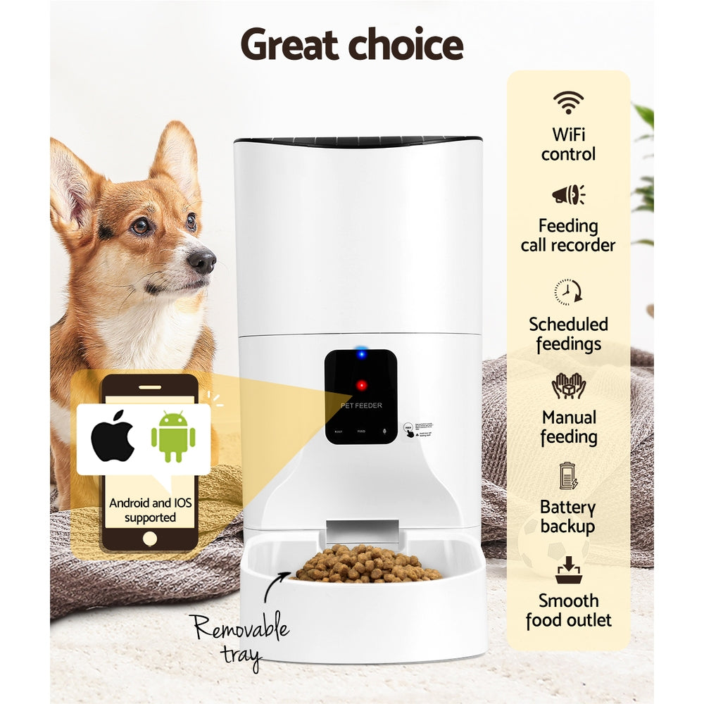 i.Pet 9L Smart Automatic Pet Feeder WiFi Control White