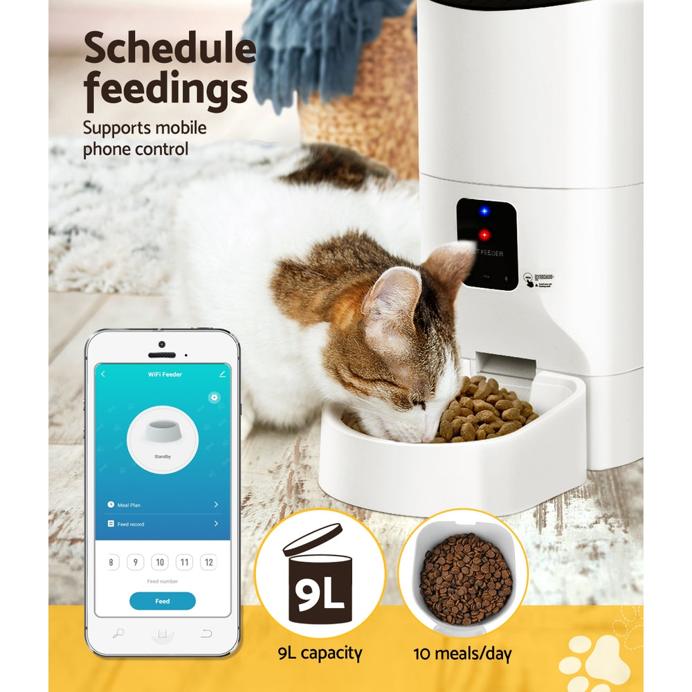 i.Pet 9L Smart Automatic Pet Feeder WiFi Control White