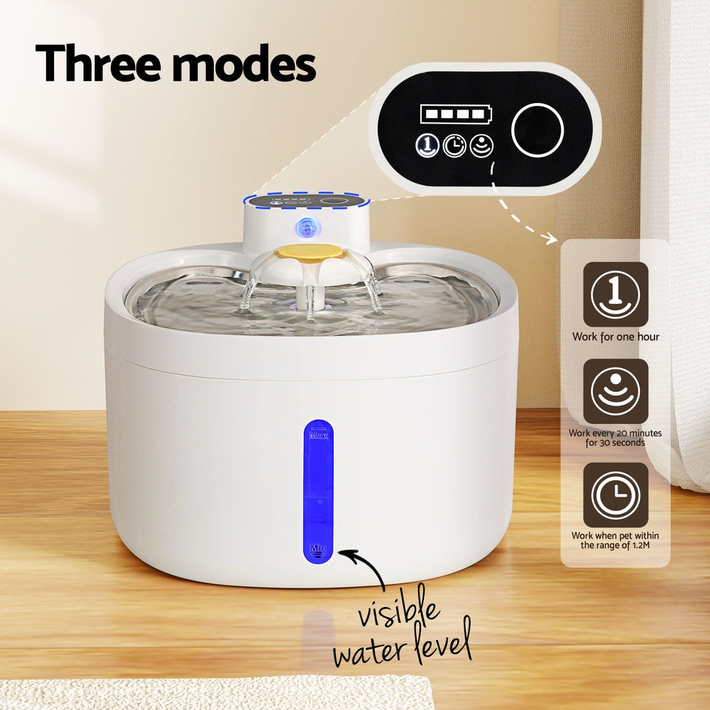 i.Pet 2.6L Automatic Pet Water Fountain Feeder Dispenser White