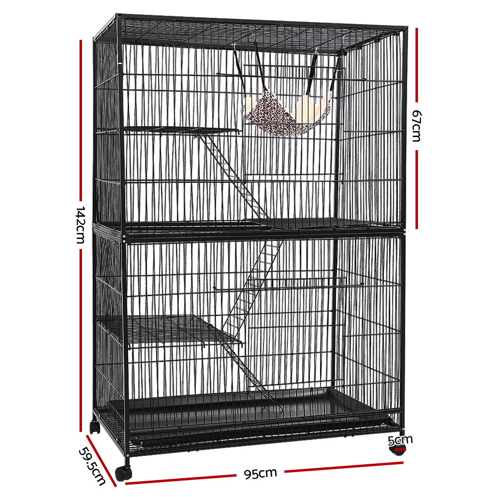 i.Pet 142cm Multi-Level Small Animal Cage Black