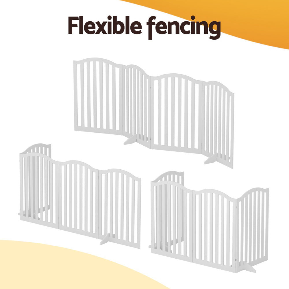 i.Pet 4-Panel Wooden Dog Playpen Enclosure White