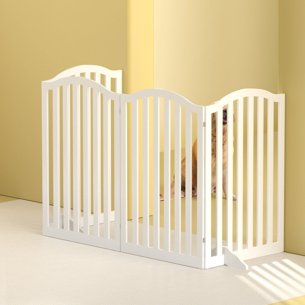 i.Pet 4-Panel Wooden Dog Playpen Enclosure White