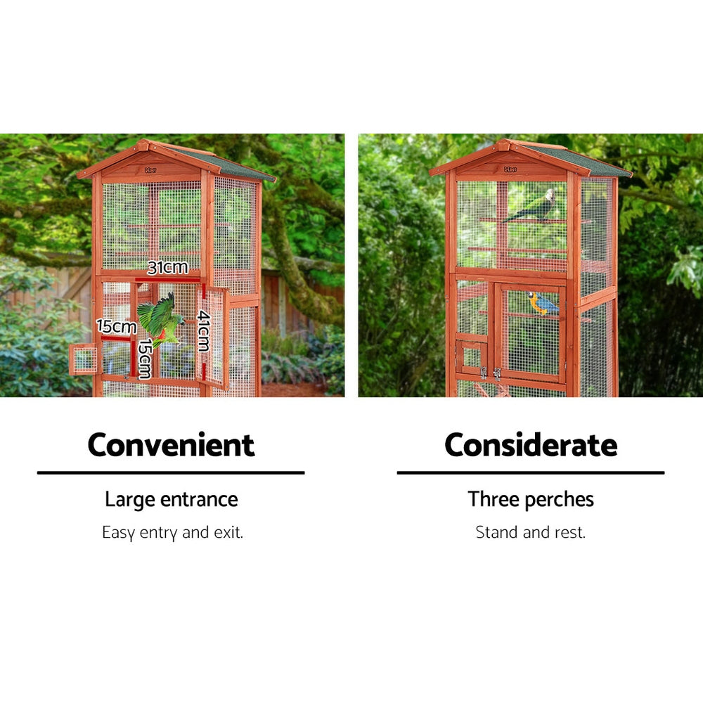 i.Pet XL Wooden Aviary Bird Cage Parrot Carrier Weather-Resistant