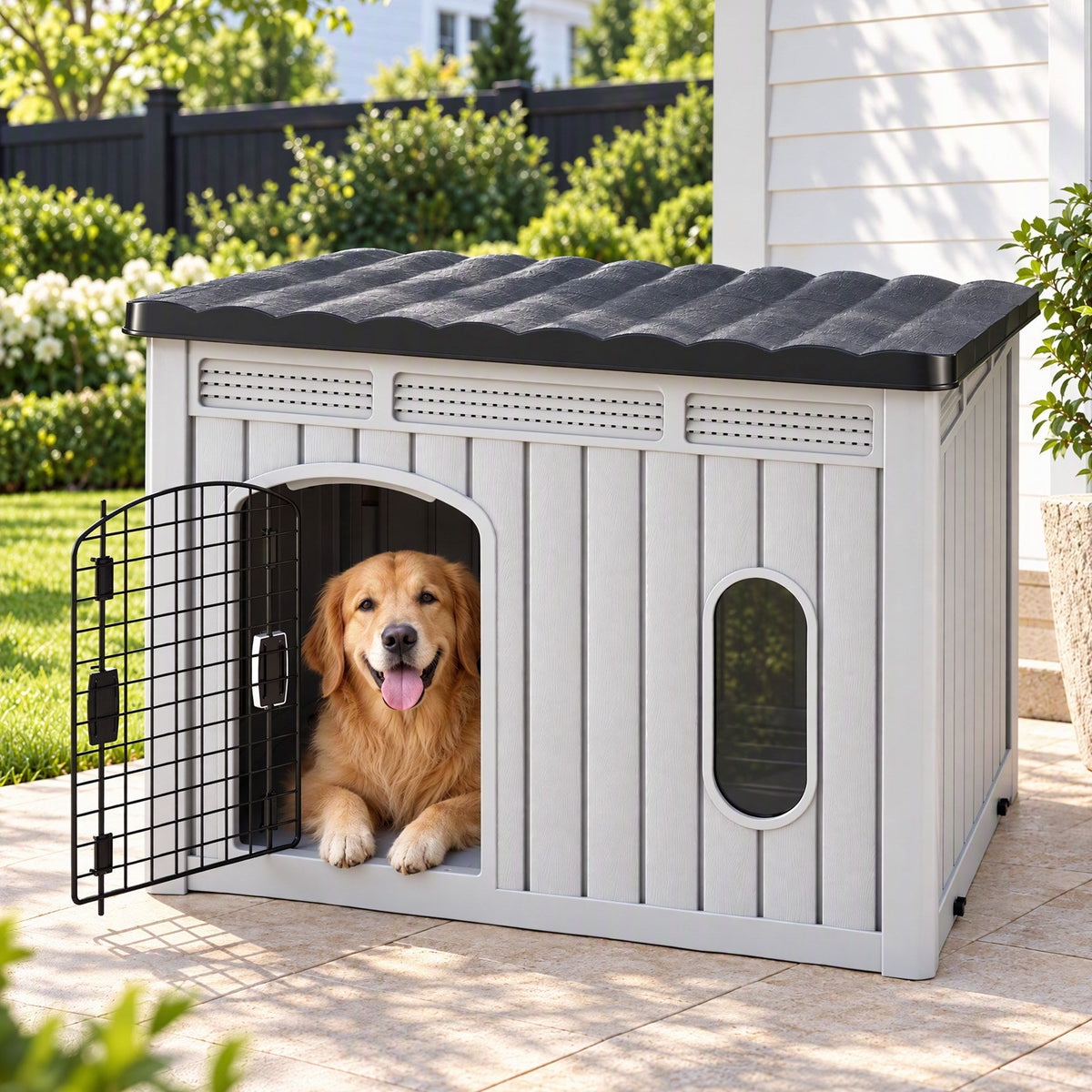 i.Pet Large Dog House Outdoor Pet Kennel 109cm Grey