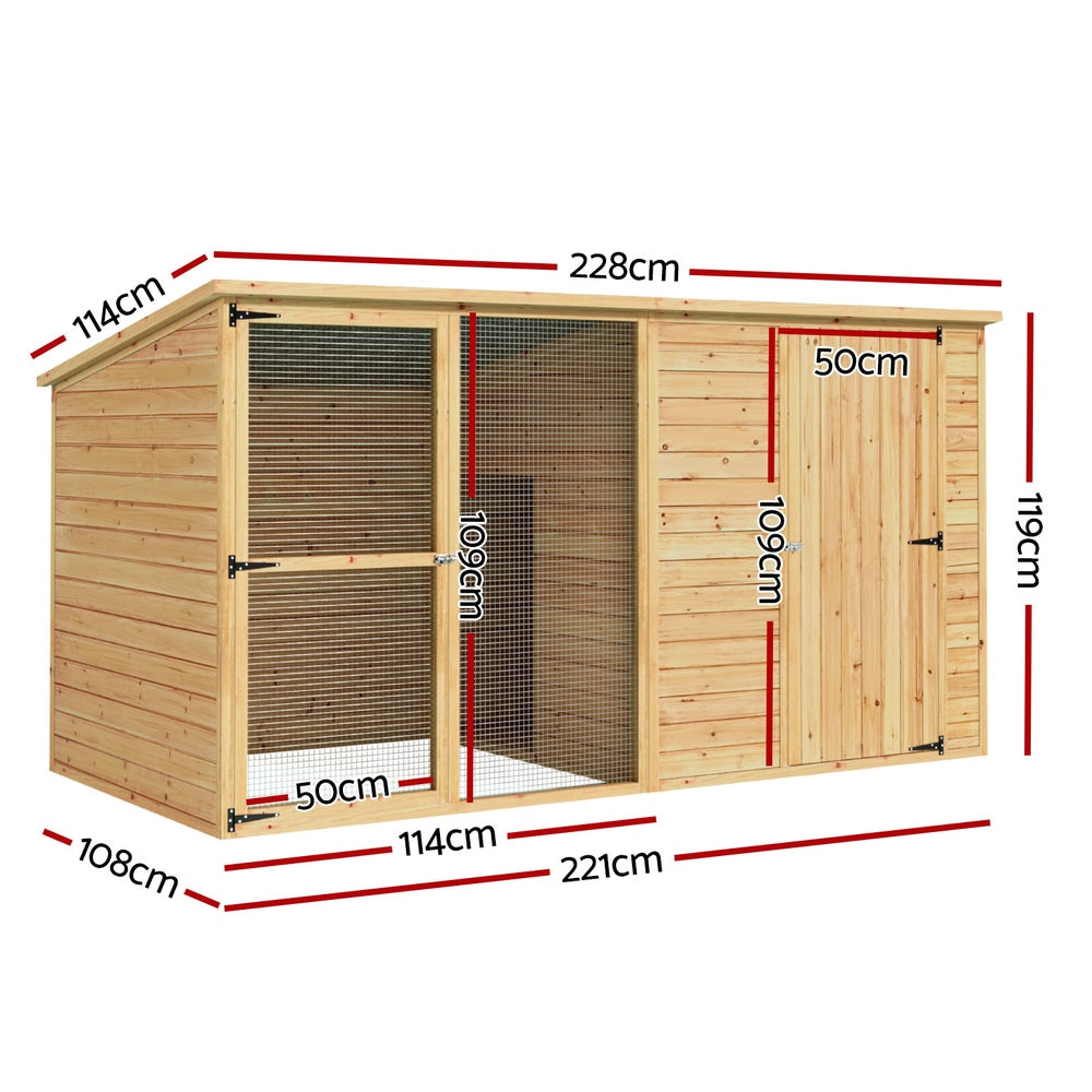 i.Pet Extra Large Wooden Dog Kennel 2.28M Outdoor Cabin Brown