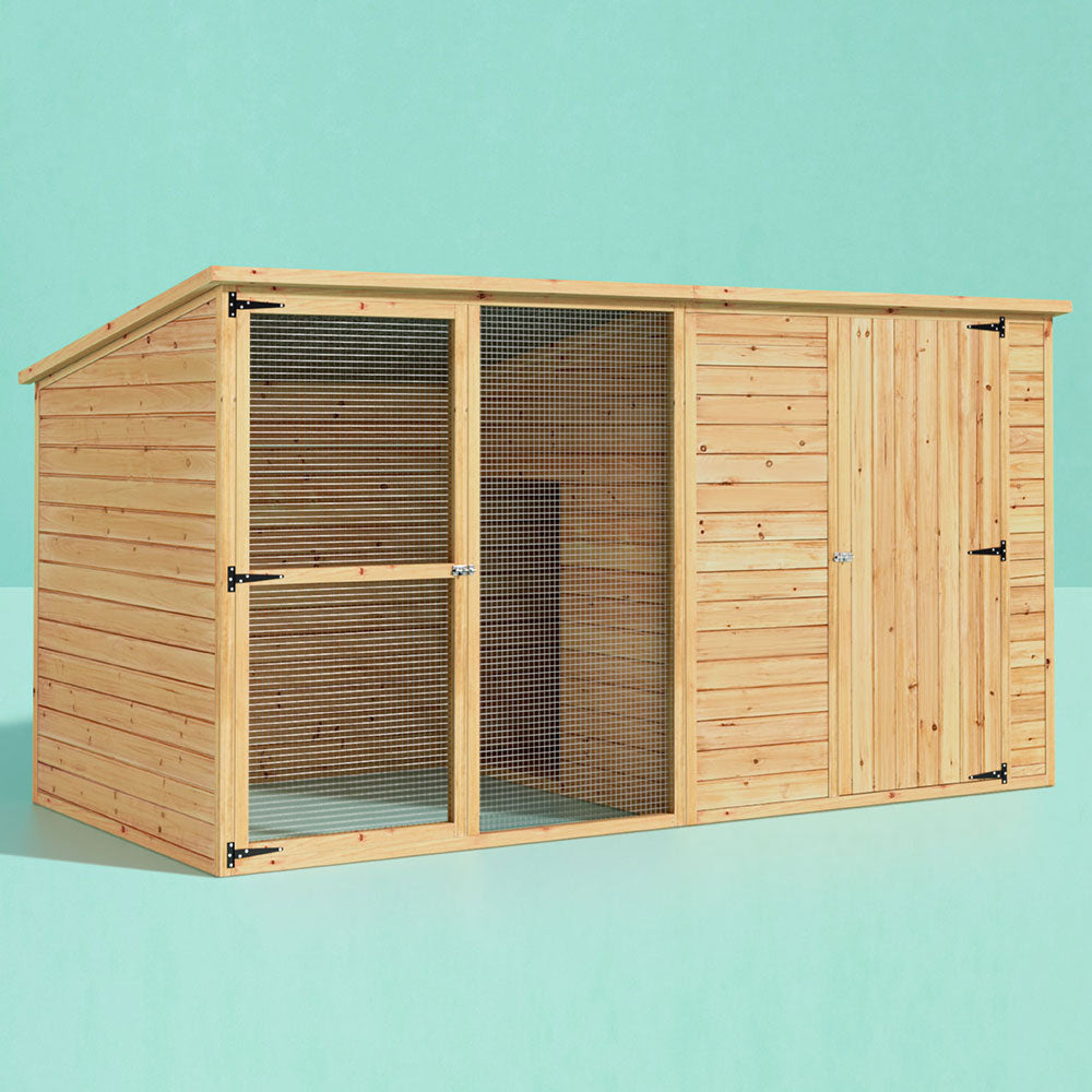 i.Pet Extra Large Wooden Dog Kennel 2.28M Outdoor Cabin Brown