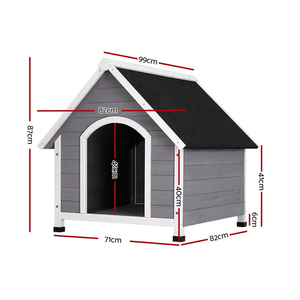 i.Pet XL Wooden Dog Kennel Weatherproof Grey White