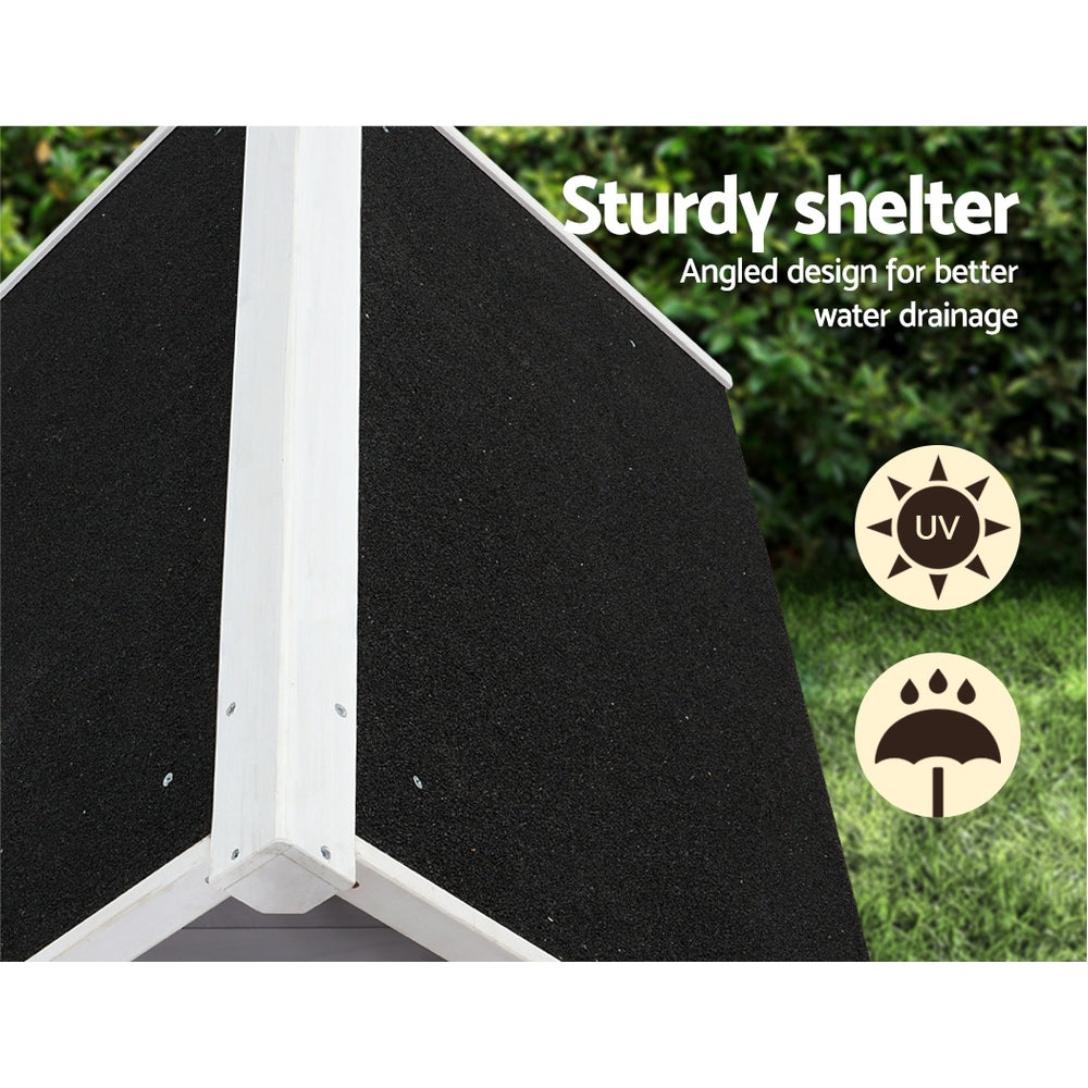i.Pet XL Wooden Dog Kennel Weatherproof Grey White