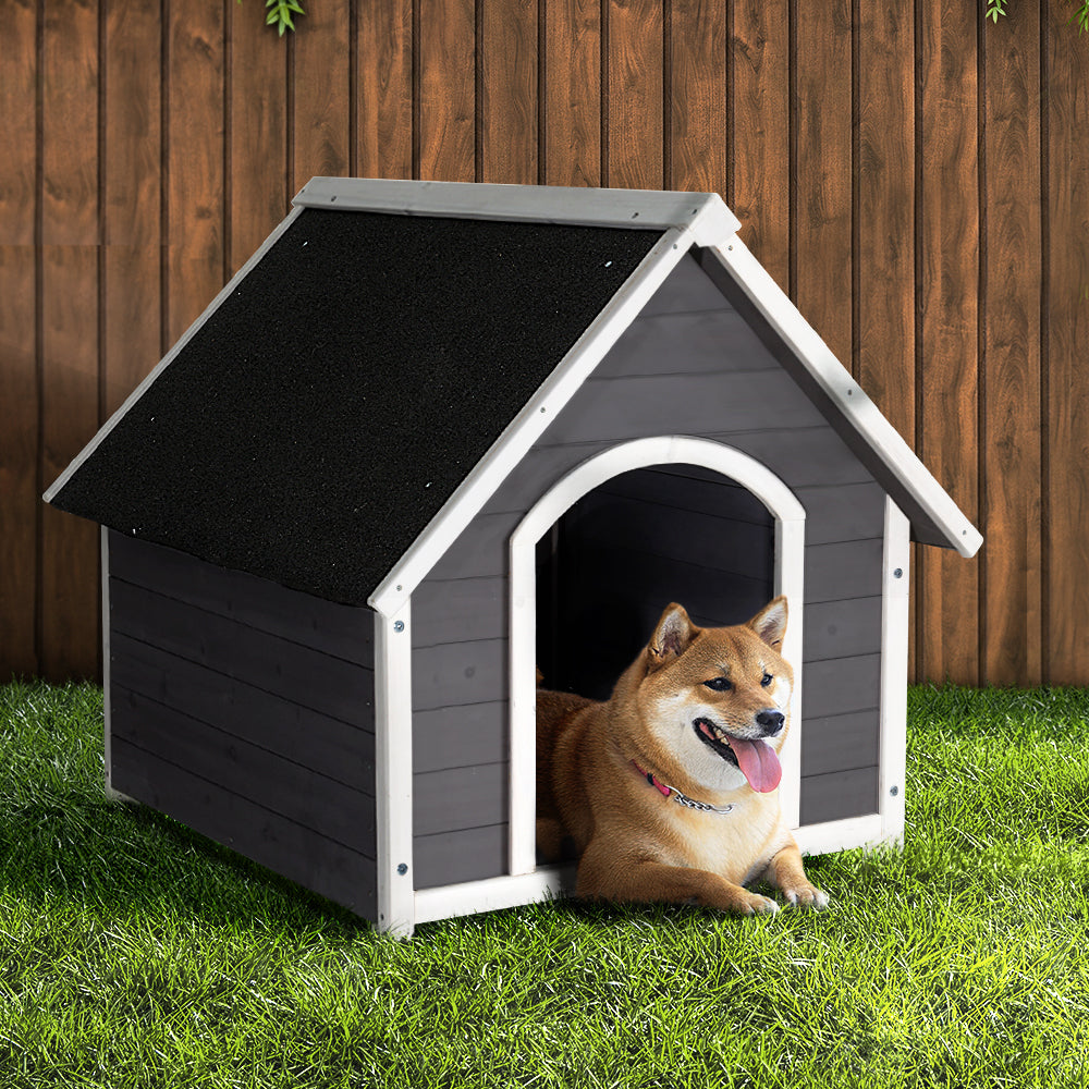 i.Pet XL Wooden Dog Kennel Weatherproof Grey White
