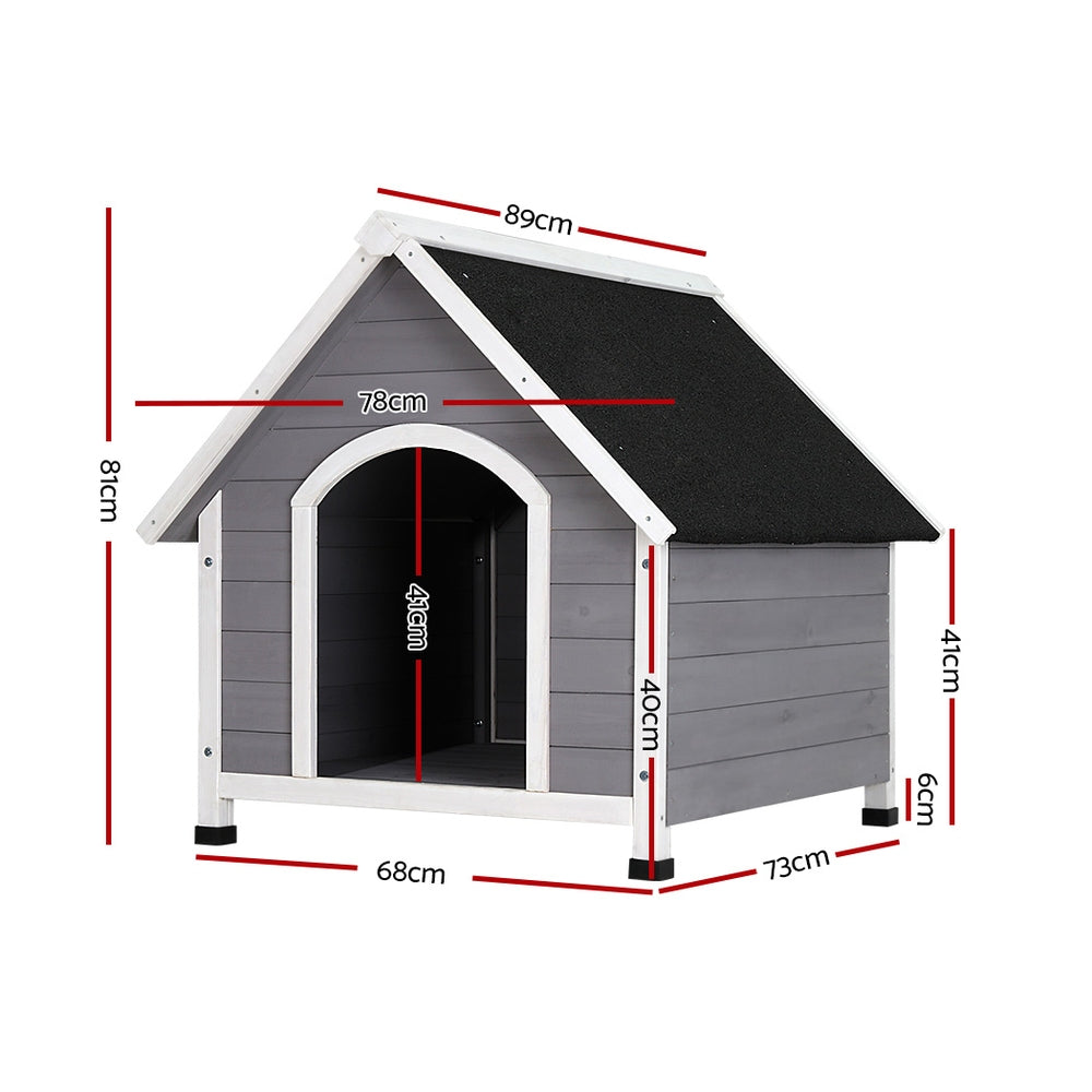 i.Pet Large Wooden Dog Kennel Weatherproof Indoor Outdoor Grey