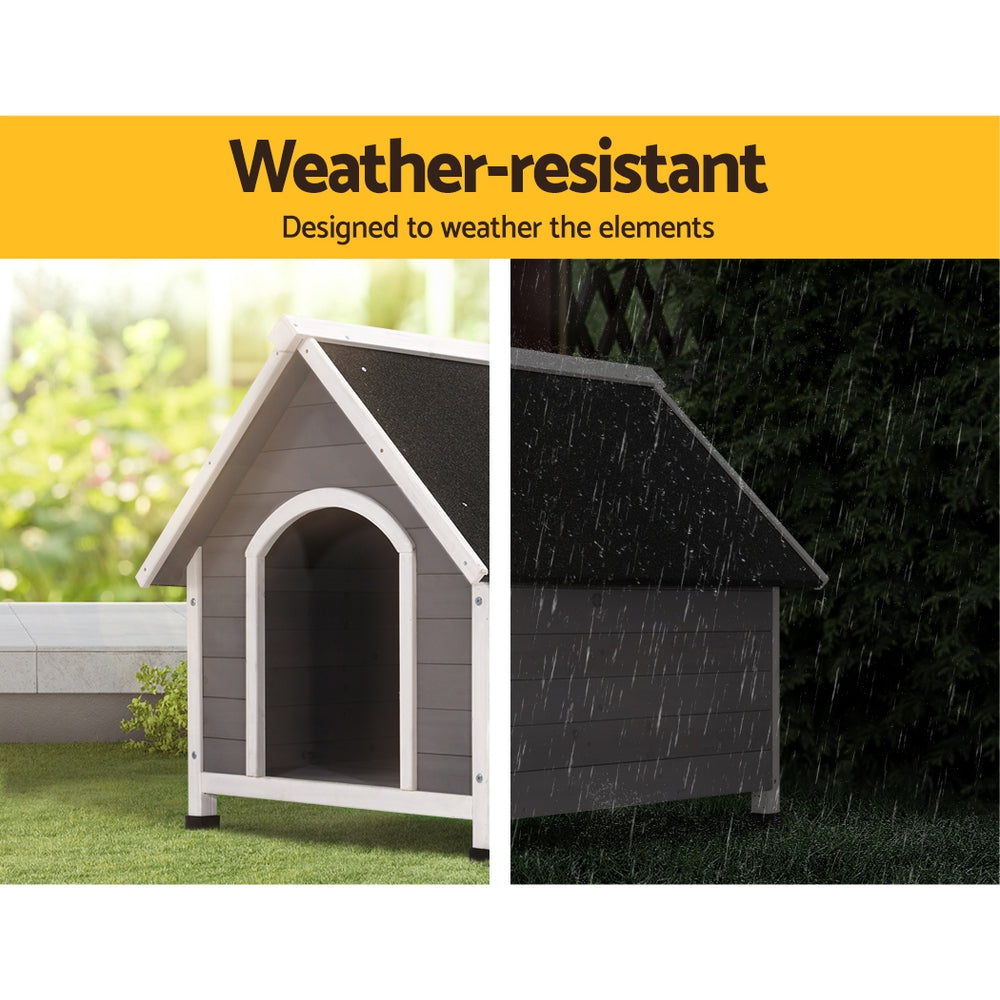 i.Pet Large Wooden Dog Kennel Weatherproof Indoor Outdoor Grey