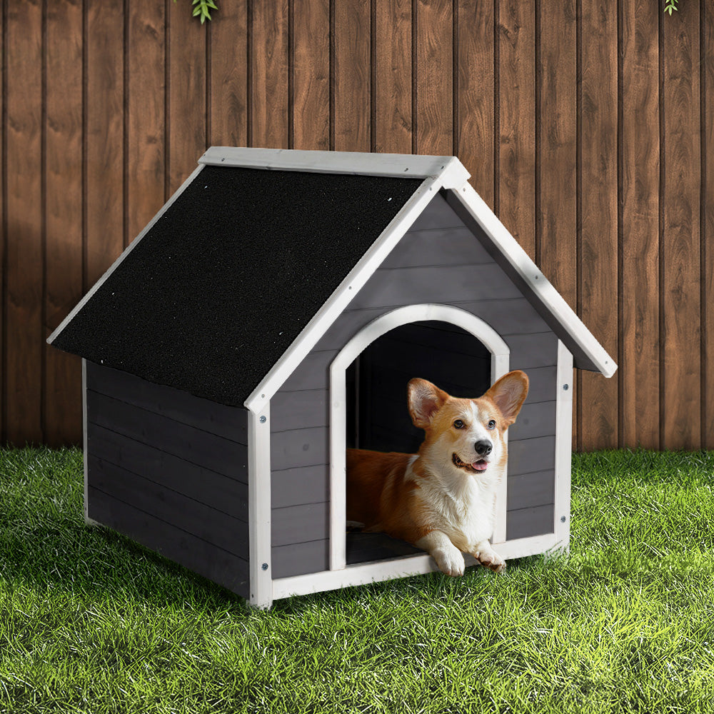 i.Pet Large Wooden Dog Kennel Weatherproof Indoor Outdoor Grey