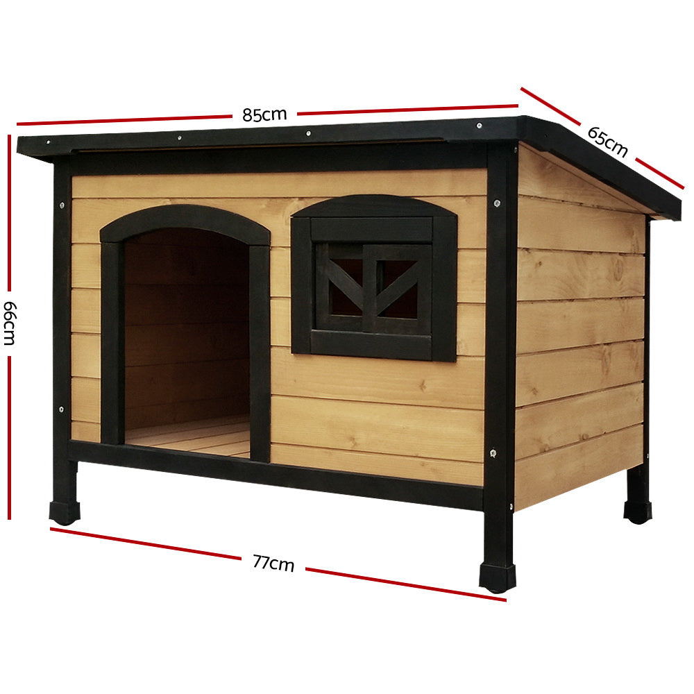 i.Pet Large Wooden Dog Kennel Outdoor Indoor Waterproof Black Brown