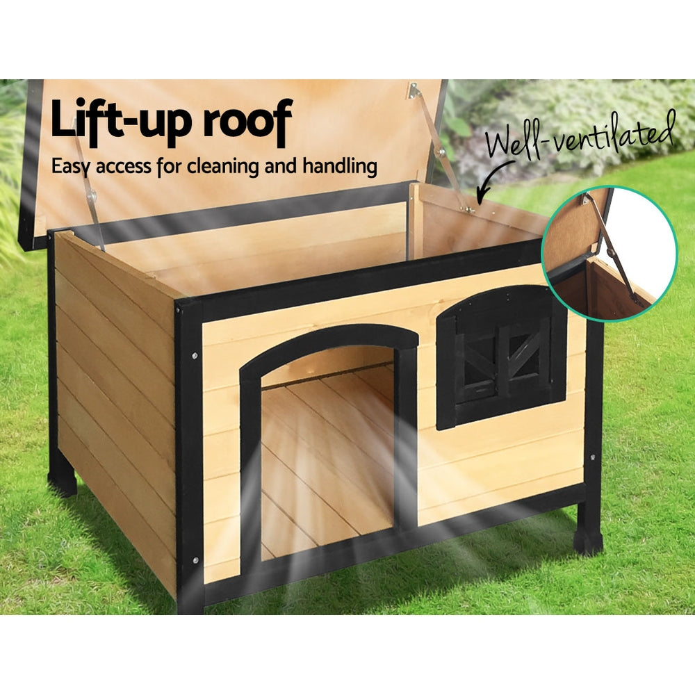 i.Pet Large Wooden Dog Kennel Outdoor Indoor Waterproof Black Brown