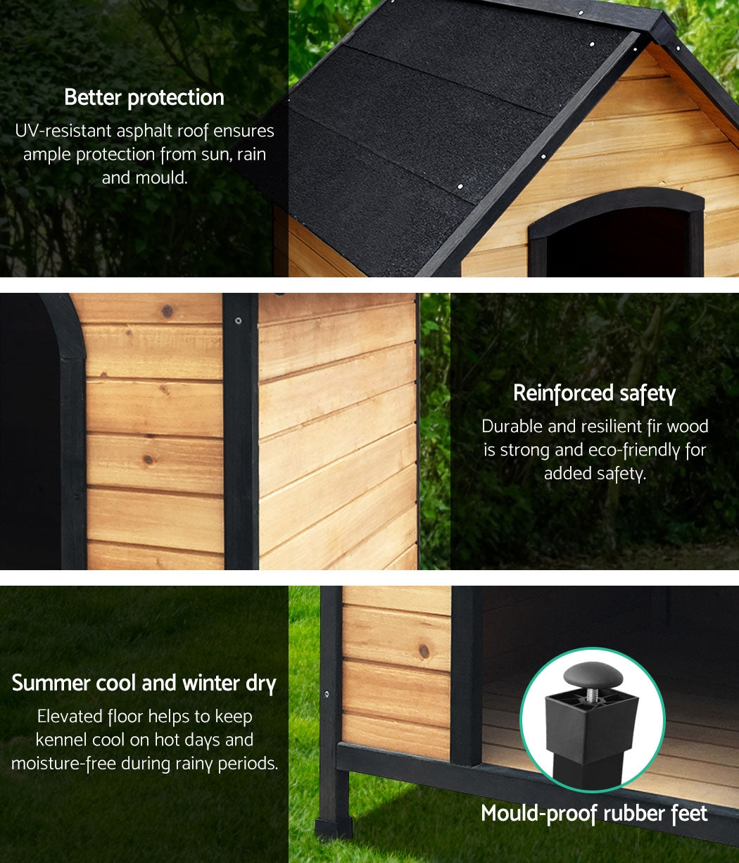 i.Pet XL Wooden Dog Kennel Outdoor Waterproof Cabin
